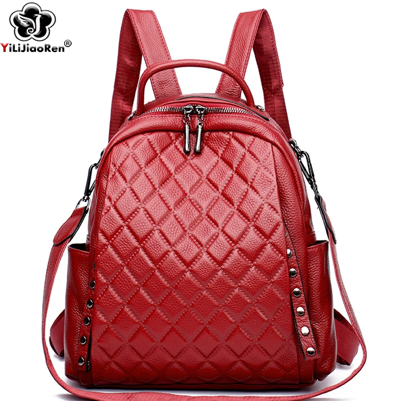 Luxury Bags For School - Oryginalne skórzany plecak kobiet torba na